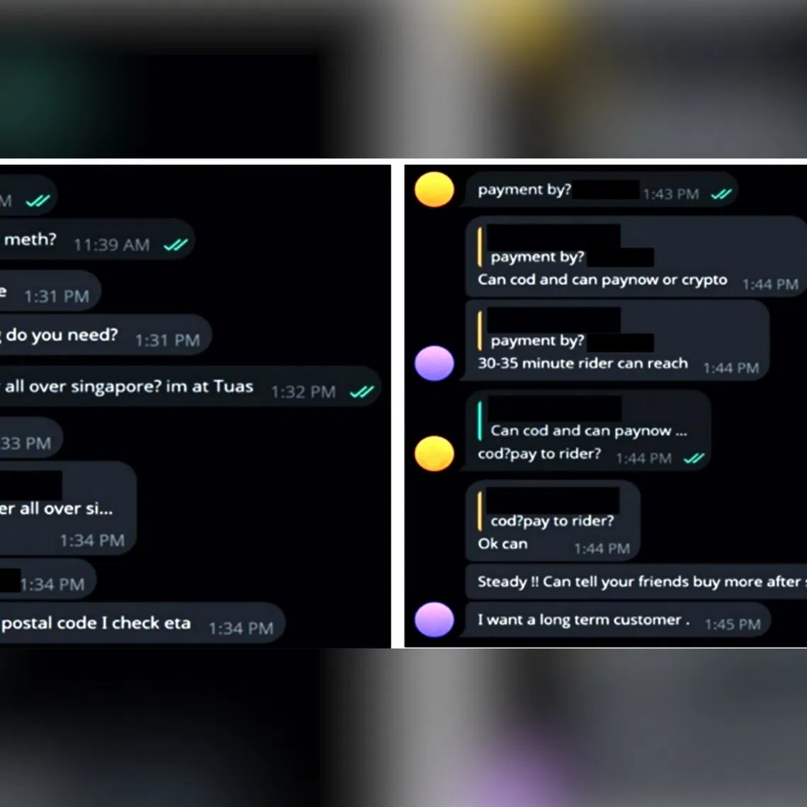 Text conversation between a drug client and his supplier through Telegram uncovered by CNB.