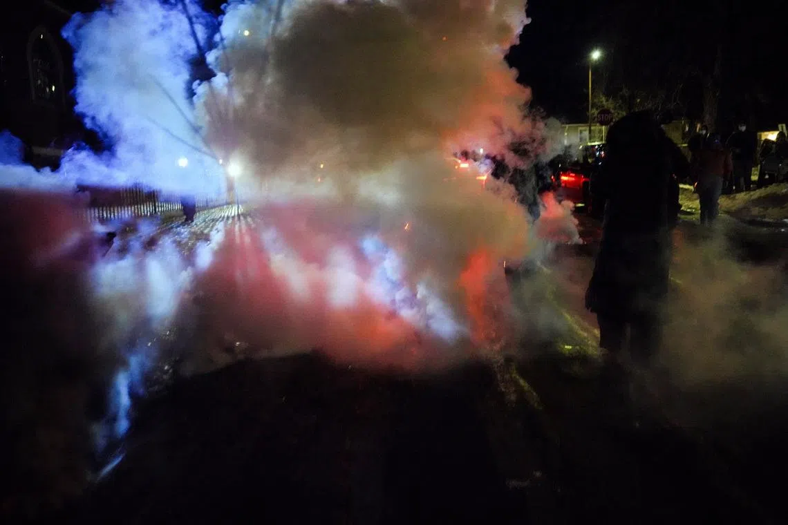 Protesters throwing rocks, ice and fireworks clashed with law enforcement agents who fired tear gas and crowd-control munitions late into the night.