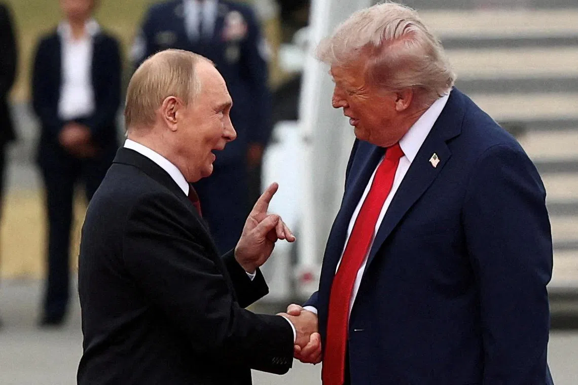Russian President Vladimir Putin meeting his US counterpart Donald Trump in Alaska on Aug 15.