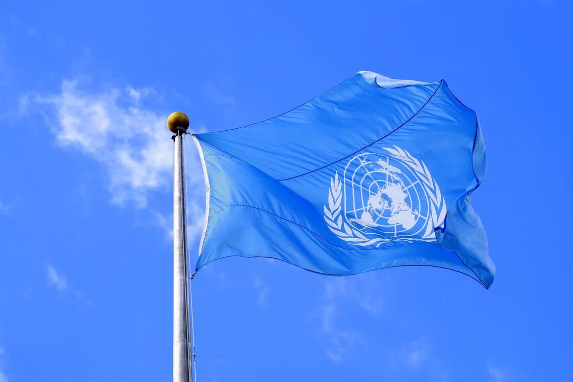 FILE PHOTO: The United Nations flag is seen during the 74th session of the United Nations General Assembly at U.N. headquarters in New York City, New York, U.S., September 24, 2019. REUTERS/Yana Paskova/ Filr Photo