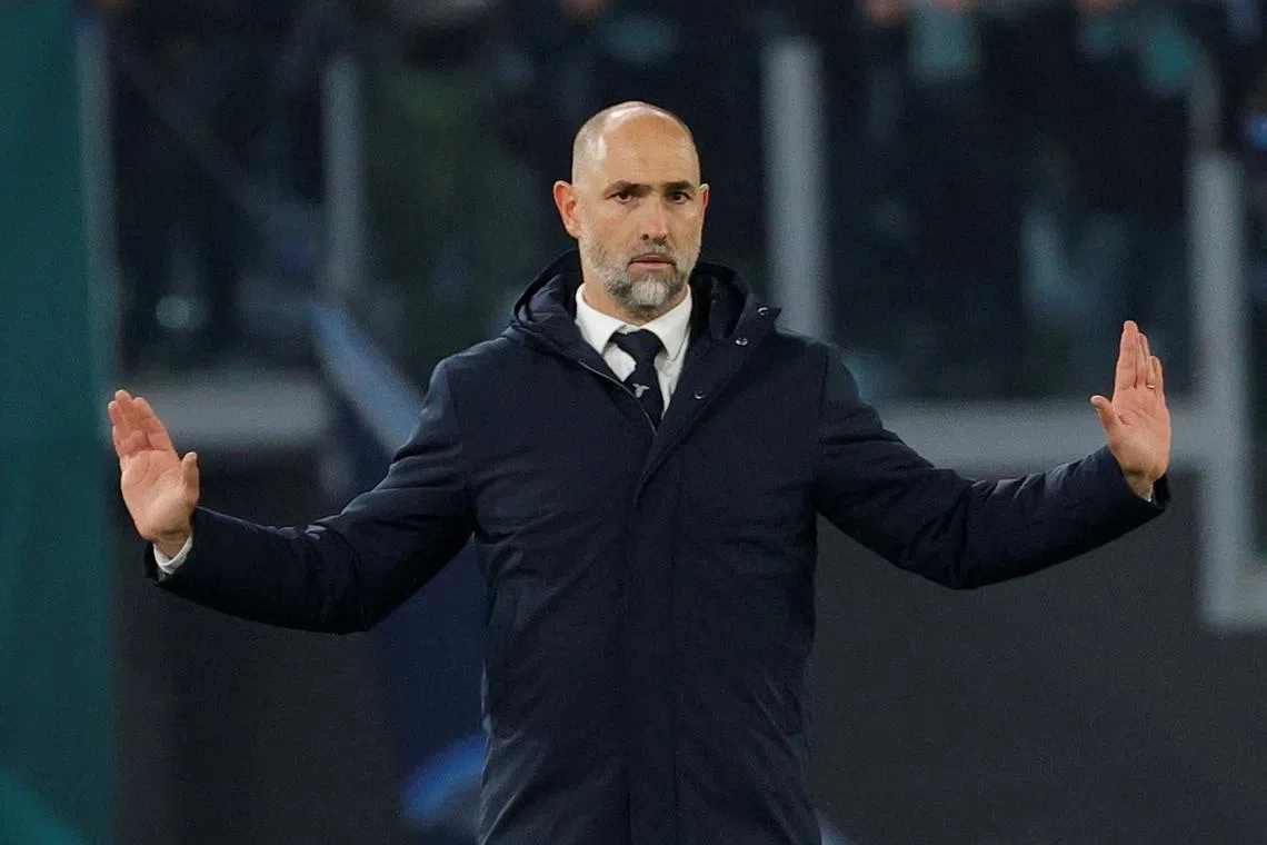 FILE PHOTO: Soccer Football - Coppa Italia - Semi Final - Second Leg - Lazio v Juventus - Stadio Olimpico, Rome, Italy - April 23, 2024 Lazio coach Igor Tudor reacts REUTERS/Ciro De Luca/File Photo