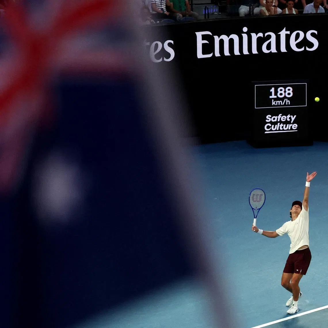 Tennis - Australian Open - Melbourne Park, Melbourne, Australia - January 25, 2026 Australia's Alex de Minaur in action during his fourth round match against Kazakhstan's Alexander Bublik REUTERS/Hollie Adams