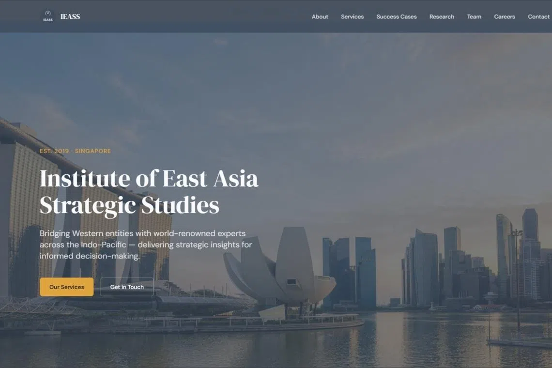 Despite claims that it was set up in 2019, The Straits Times was unable to find any registration records for the Institute of East Asia Strategic Studies.