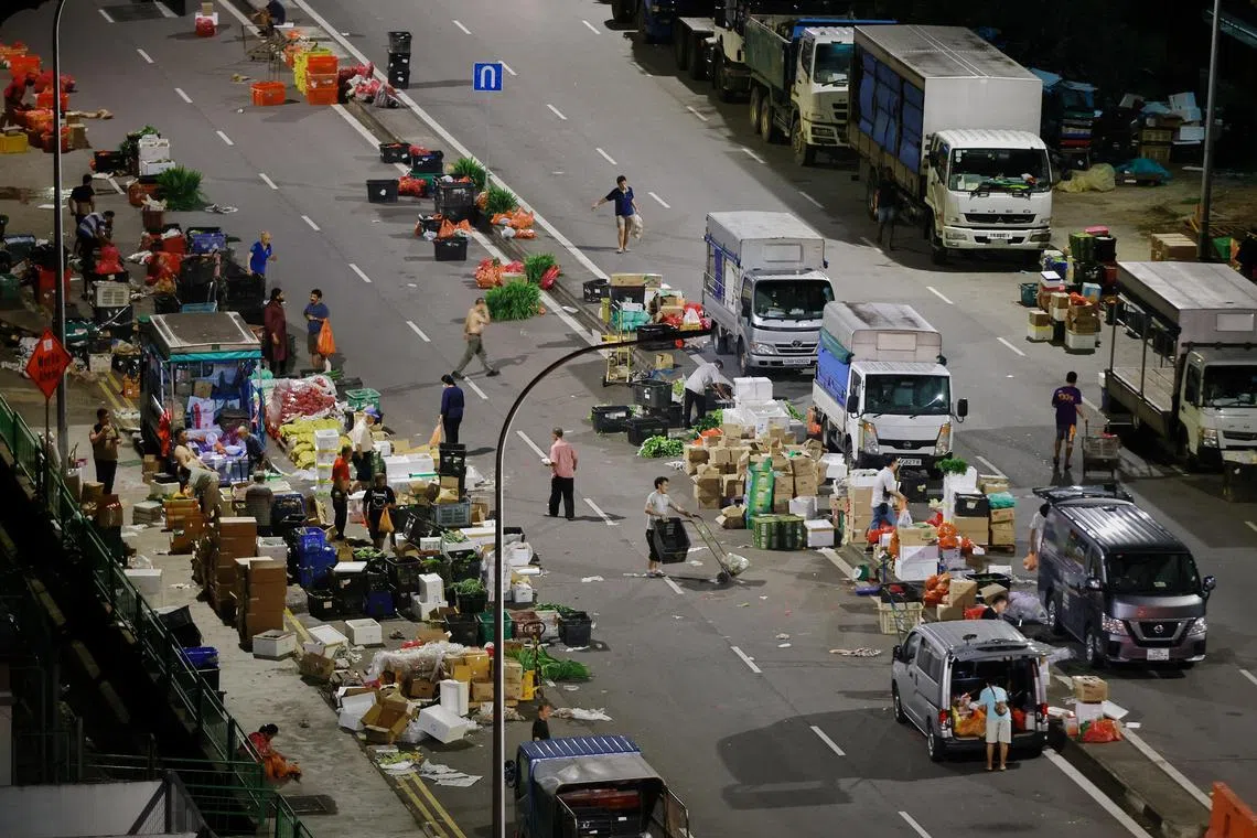 The Toa Payoh wholesale night vegetable market on Feb 18, 2023.