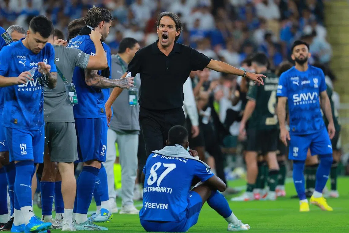 Soccer Football - King Cup of Champions - Final - Al Hilal v Al Kholood - King Abdullah Sports City Stadium, Jeddah, Saudi Arabia - May 8, 2026 Al Hilal coach Simone Inzaghi reacts REUTERS/Stringer