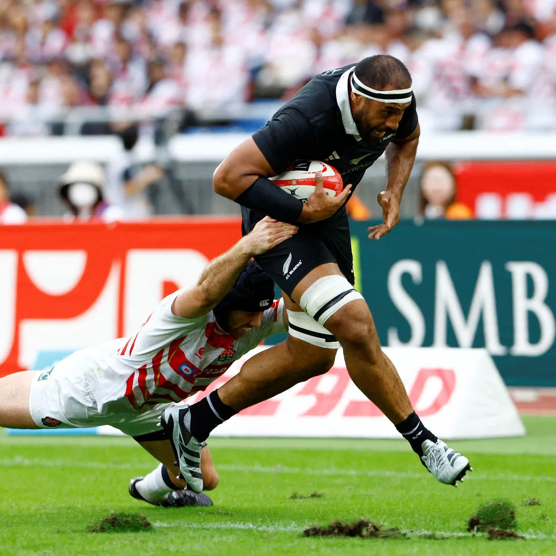 FILE PHOTO: Rugby Union - Japan v New Zealand - Yokohama International Stadium, Yokohama, Japan - October 26, 2024 New Zealand's Patrick Tuipulotu in action REUTERS/Kim Kyung-Hoon/File Photo