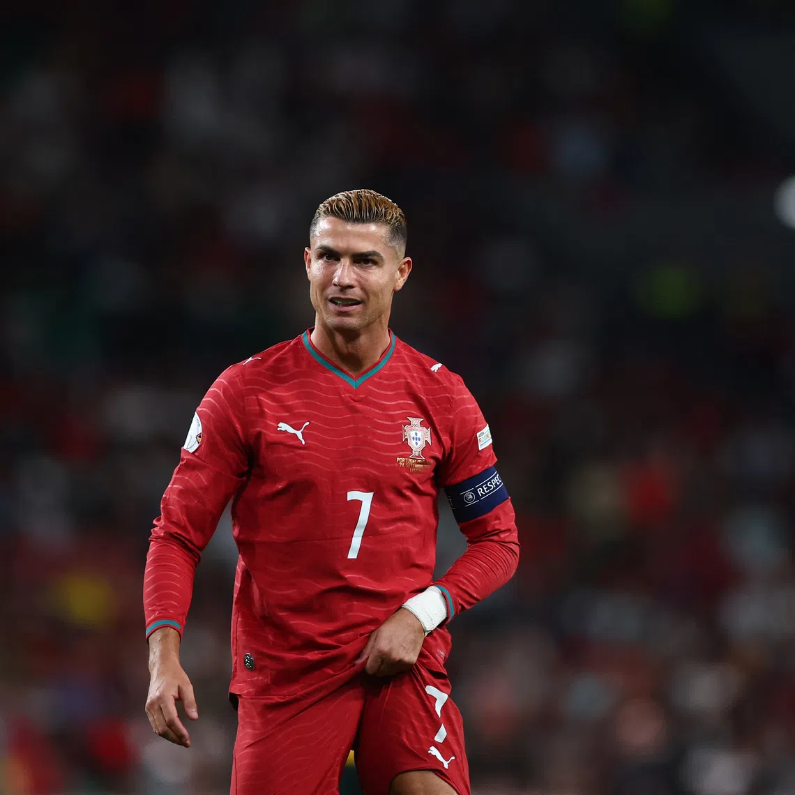 Portugal's Cristiano Ronaldo reacts after the match against Wales on Sept 24, 2026.