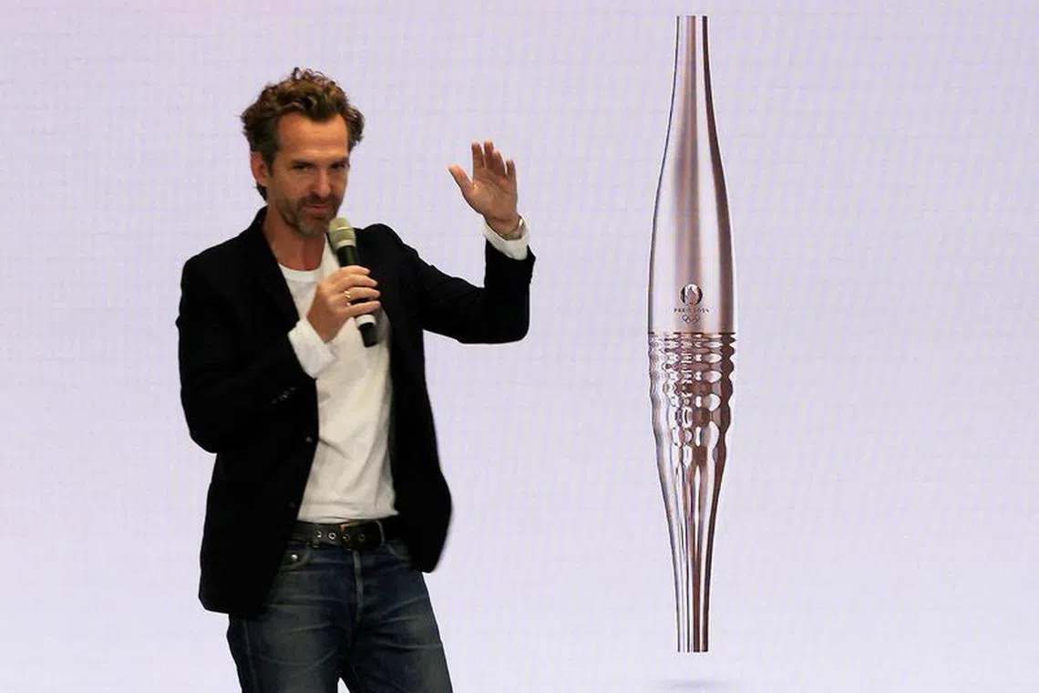 FILE PHOTO: Paris 2024 Olympics - Press conference to unveil the design of the Paris 2024 Olympic and Paralympic Torch - Saint-Denis, France - July 25, 2023 Designer Mathieu Lehanneur speaks at a press conference during the unveiling of the Paris 2024 Olympic torch's design REUTERS/Pascal Rossignol/File Photo