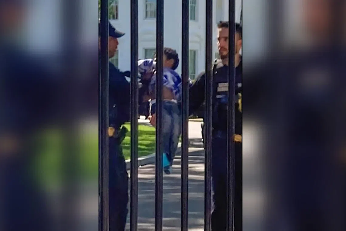 The toddler managed to enter the White House’s grounds briefly, after squeezing through the executive mansion’s metal fencing on the north side. 