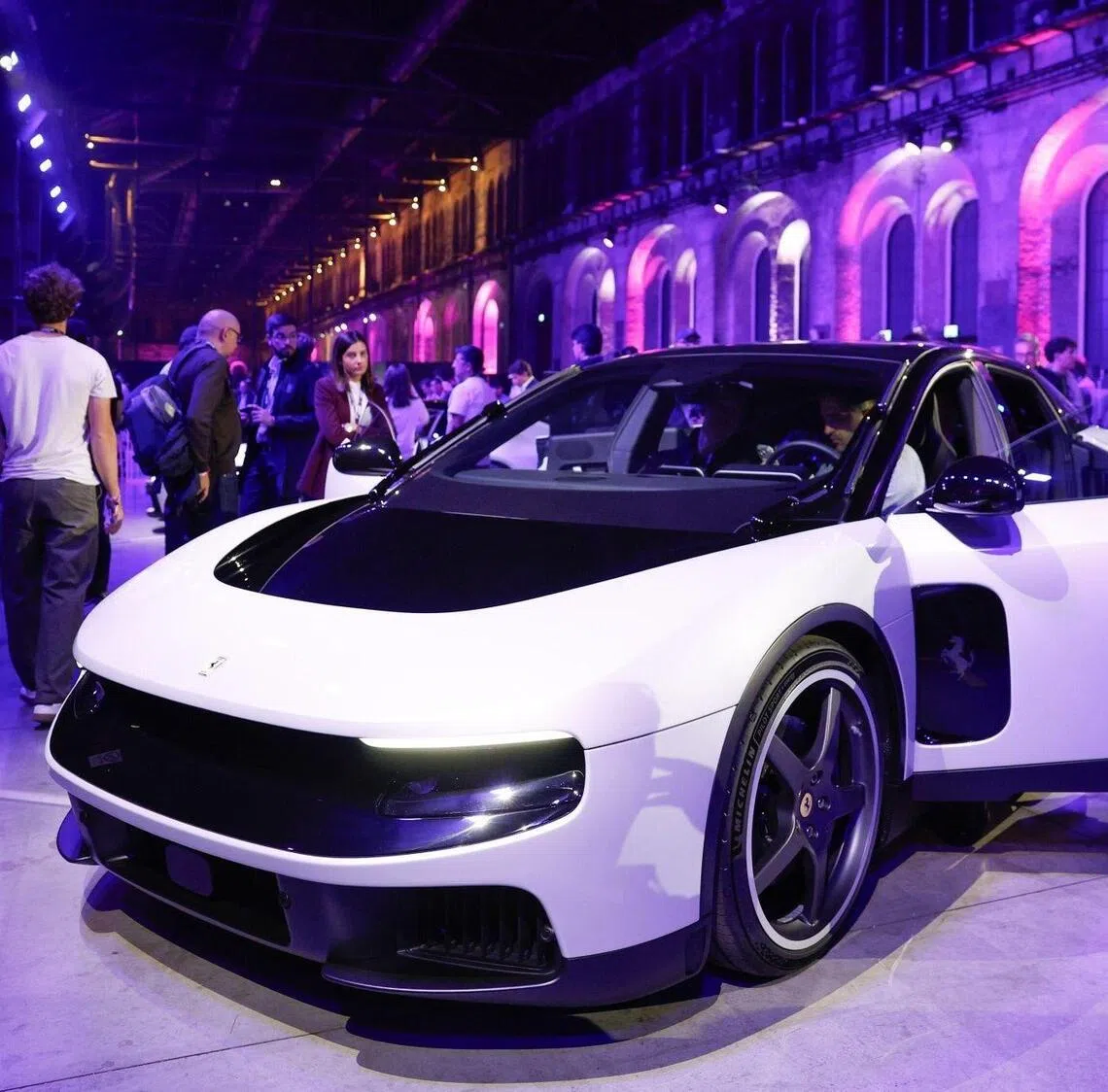 A Ferrari Luce all-electric vehicle at the Wave by Vento tech conference in Turin, Italy, on Wednesday, Oct. 7, 2026. Wave is formerly Italian Tech Week. Photographer: Giuliano Berti/Bloomberg