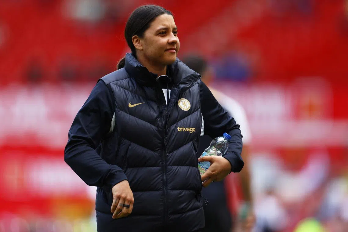 FILE PHOTO: Soccer Football - Women's Super League - Manchester United v Chelsea - Old Trafford, Manchester, Britain - May 18, 2024 Chelsea's Sam Kerr on the pitch before the match REUTERS/Molly Darlington/ File Photo