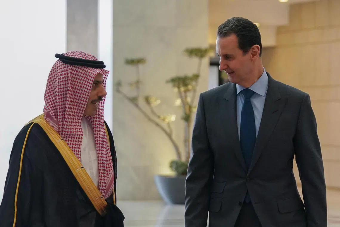 Saudi Foreign Minister Prince Faisal bin Farhan met with Syrian President Bashar al-Assad in Damascus on Tuesday.