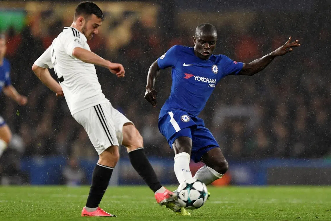 Soccer Football - Champions League - Chelsea vs Qarabag FK - Stamford Bridge, London, Britain - September 12, 2017   Chelsea's Ngolo Kante in action with Qarabag’s Gara Garayev. Action Images via Reuters/Tony O'Brien/File Photo
