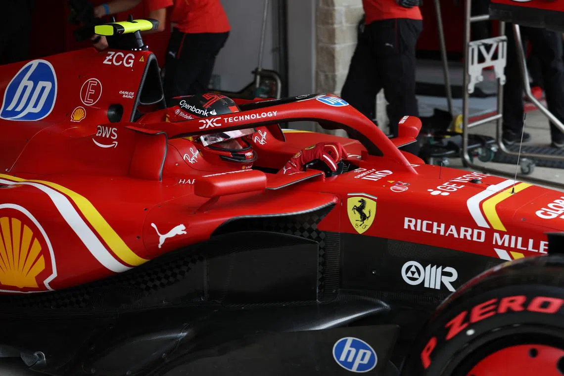 Formula One F1 - United States Grand Prix - Circuit of the Americas, Austin, Texas, United States - October 18, 2024 Ferrari's Carlos Sainz Jr. during practice REUTERS/Kaylee Greenlee Beal