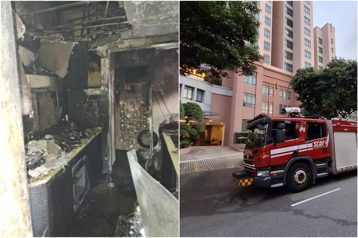 The kitchen was damaged by the fire, and the rest of the unit suffered heat and soot damage.