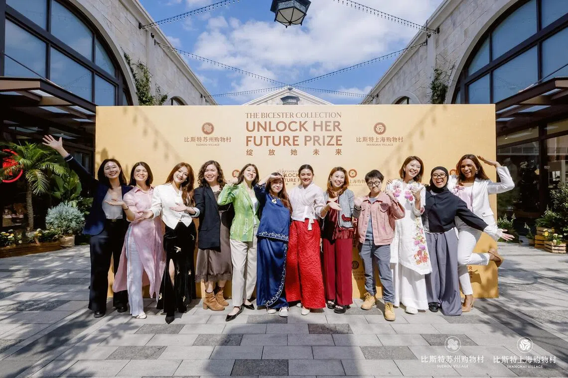 The 12 finalists of Unlock Her Future Prize 2026 at Bicester Village Suzhou on Oct 22.