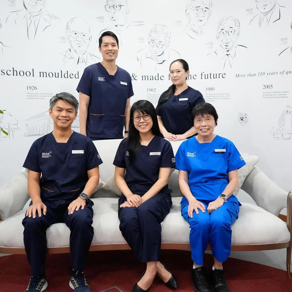 (Clockwise from top left) Adjunct Associate Professor Samuel Ow, who leads the project, with Dr Ada Teo, Ms Lim Suan Tee, Adjunct Associate Professor Amelia Santosa and Adjunct Associate Professor Adrian Kee.