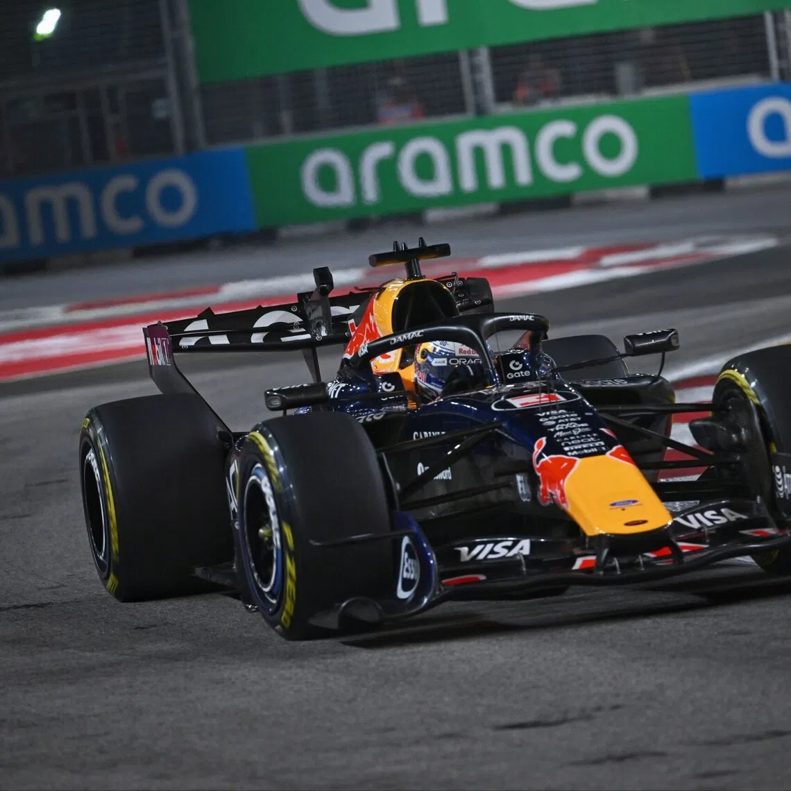Red Bull’s Max Verstappen is on pole for the Oct 10 sprint race at the Singapore Grand Prix.