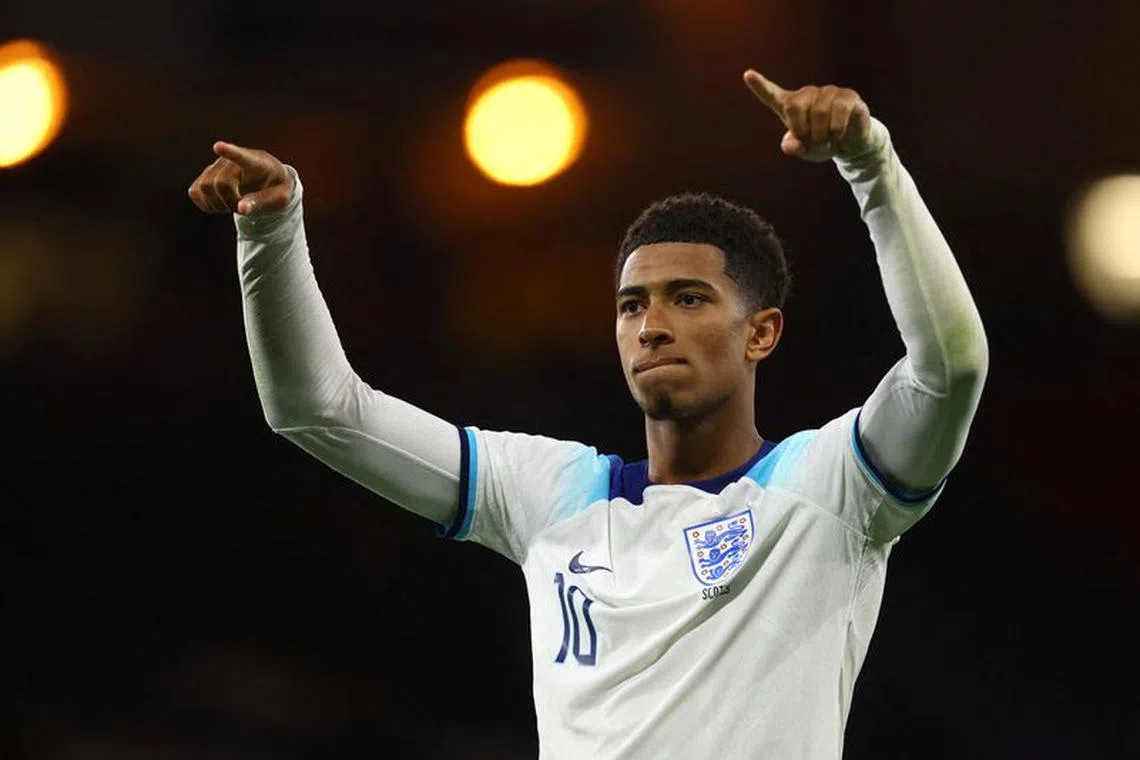 FILE PHOTO: Soccer Football - International Friendly - Scotland v England - Glasgow, Scotland, Britain - September 12, 2023 England's Jude Bellingham celebrates after the match REUTERS/Carl Recine/File Photo
