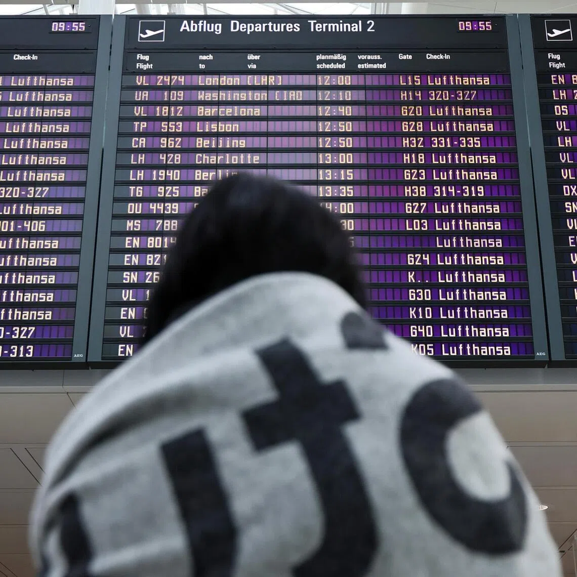 Airports in Frankfurt, Berlin, Hamburg and Duesseldorf were particularly affected, but most flights at Munich took off as scheduled.
