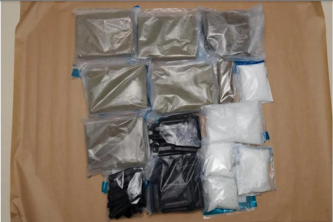 Some of the drugs seized in an operation conducted by CNB on 18 May 2024 in the vicinity of Jurong West Street 81.