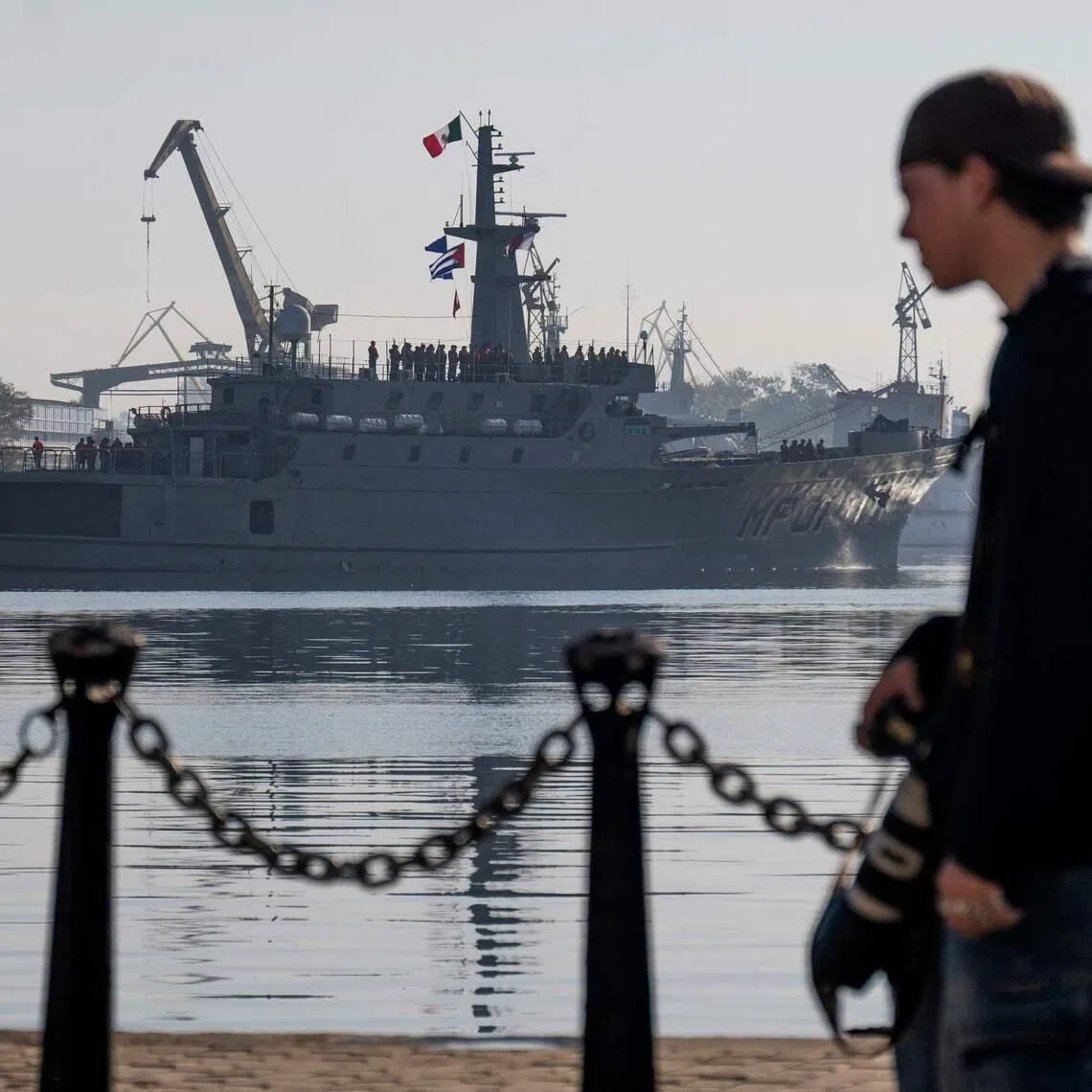 The Mexican Navy ship ARM Huasteco (AMP01) arrives at Havana Bay carrying humanitarian aid on Feb 28. It is one of two navy vessels that arrived in Cuba carrying almost 1,100 tonnes of aid.