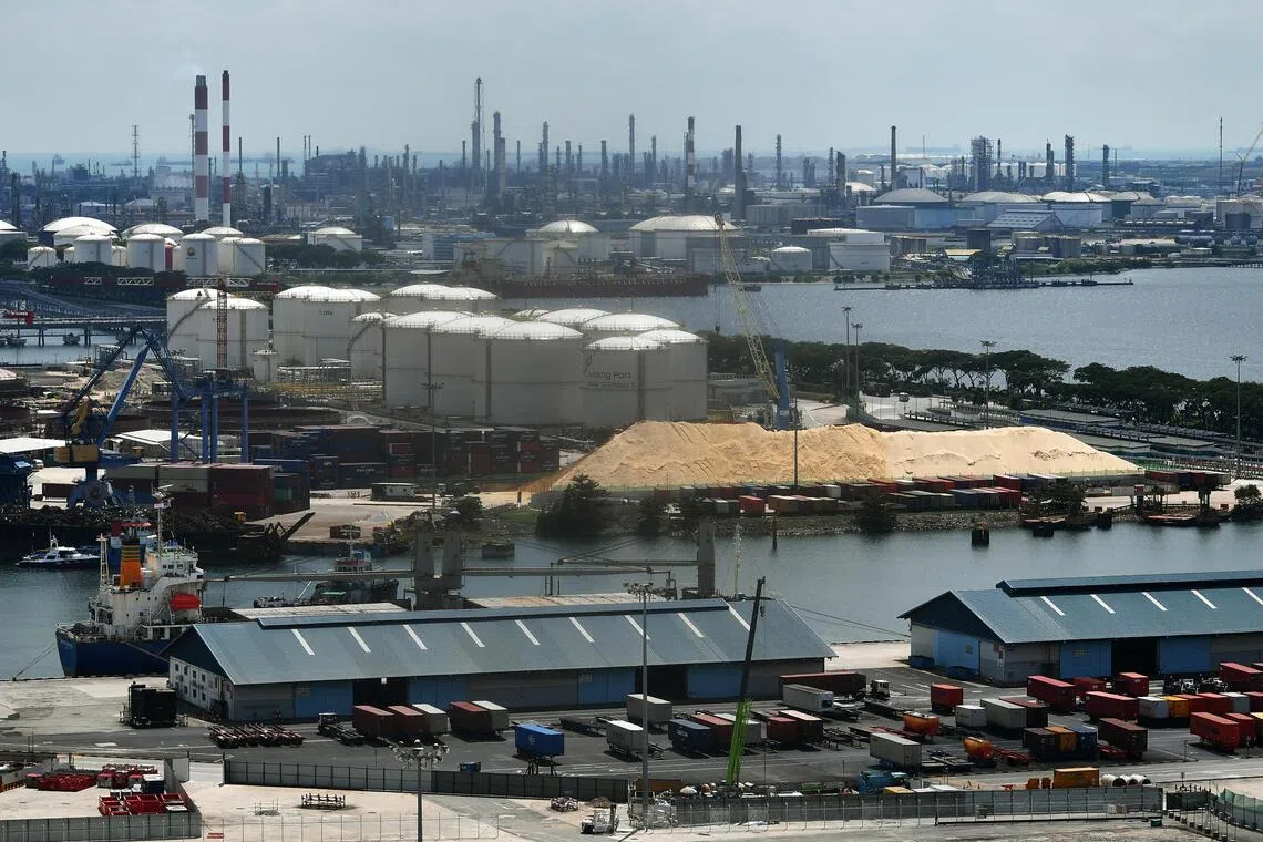 View of cement and petrochemical facilities on Jurong Port and Jurong Island on December 8, 2020.