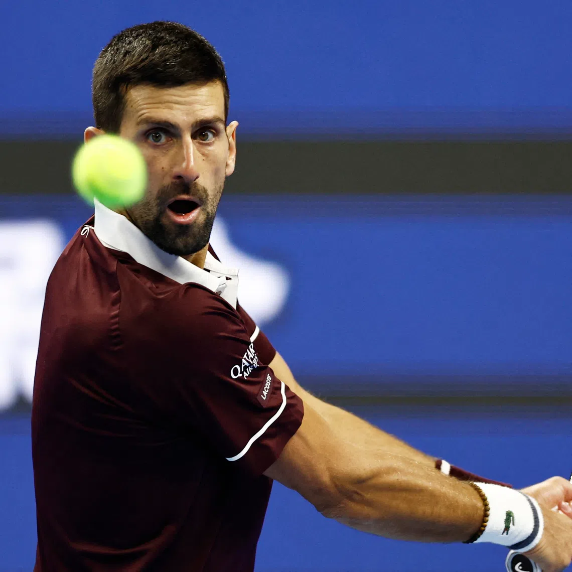 Tennis - China Open - National Tennis Center, Beijing, China - October 4, 2026 Serbia's Novak Djokovic in action during his quarterfinal match against Germany's Alexander Zverev REUTERS/Tingshu Wang