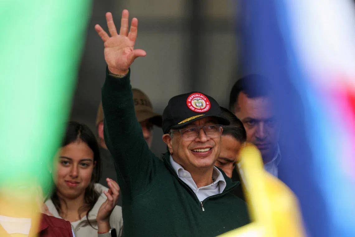 FILE PHOTO: Colombia's president, Gustavo Petro, is shown at a march in support of the reforms on health, retirement, employment, and prisons sectors proposed by his government, in Bogota, Colombia May 1, 2024. REUTERS/Luisa Gonzalez/File Photo