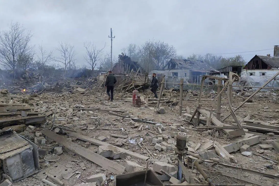 Dozens of buildings were damaged in Pavlograd, a city in central Ukraine. 