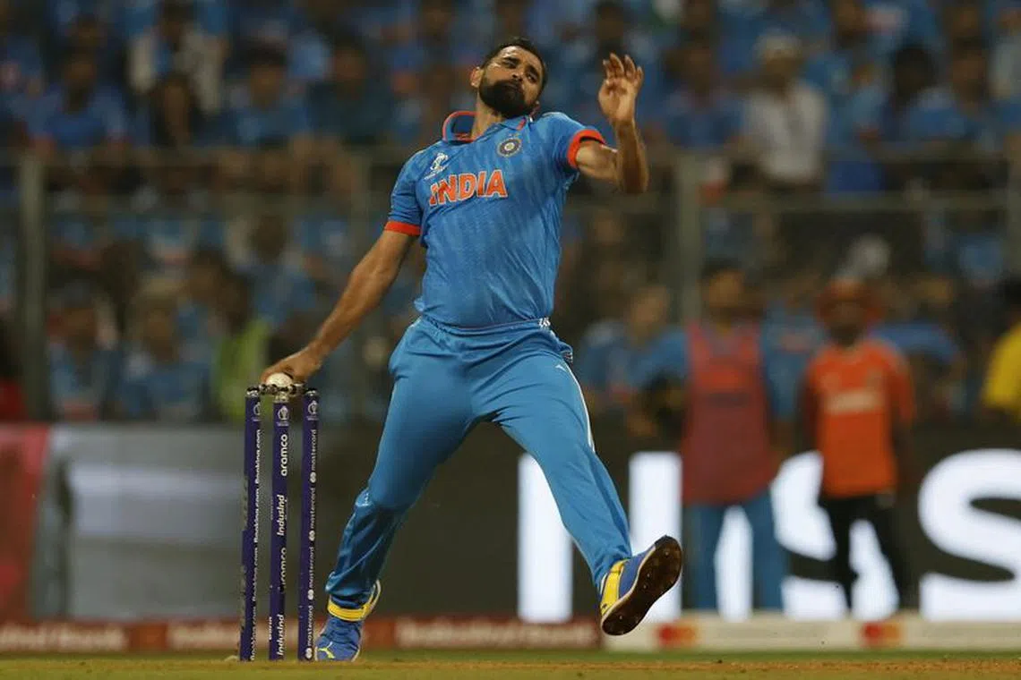 Cricket - ICC Cricket World Cup 2023 - India v Sri Lanka - Wankhede Stadium, Mumbai, India - November 2, 2023 India's Mohammed Shami in action REUTERS/Adnan Abidi