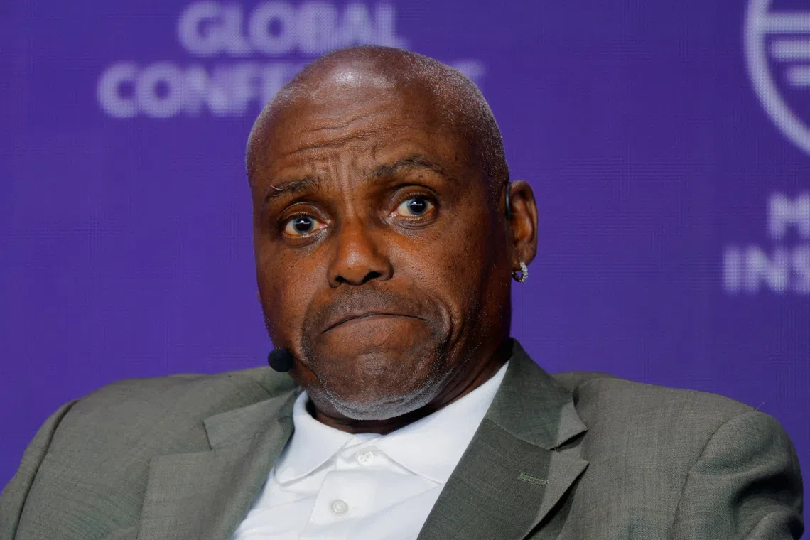 Head Coachn of Track and Field at the University of Houston and former U.S. Olympic Track and Field Athlete Carl Lewis attends the Milken Conference 2025 in Beverly Hills, California, U.S., May 6, 2025. REUTERS/Mike Blake