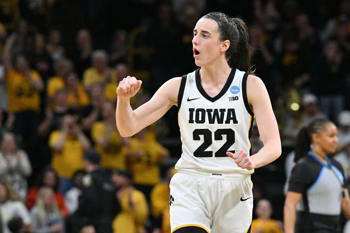 FILE PHOTO: Mar 25, 2024; Iowa City, IA, USA; Iowa Hawkeyes guard Caitlin Clark (22) in action during the NCAA second round game against the West Virginia Mountaineers at Carver-Hawkeye Arena. Jeffrey Becker-USA TODAY Sports/File Photo