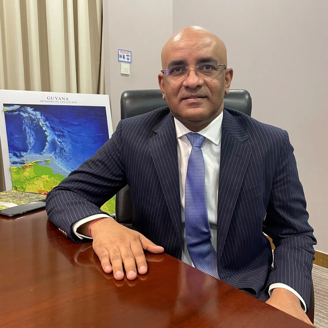 Guyana's Vice President Bharrat Jagdeo poses for a photo during an interview with Reuters in Georgetown, Guyana,  February 16, 2022. Picture taken February 16, 2022. REUTERS/Sabrina Valle