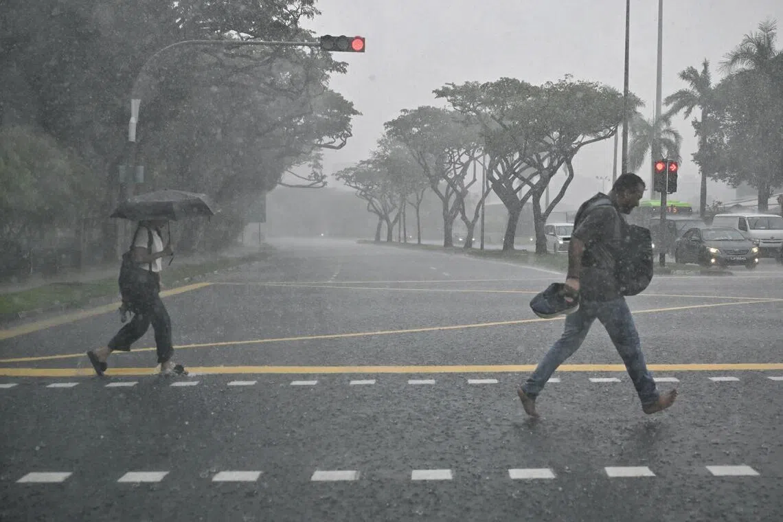 Heavy rain was expected over the southern and western areas of Singapore from 11.50am to 12.40pm on Oct 28.