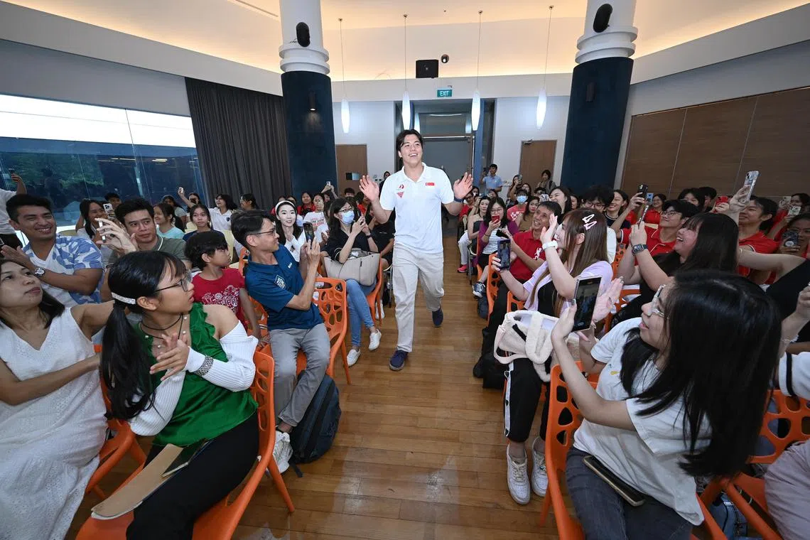 Max Maeder walks in to a rousing reception from young people at SCAPE The TreeTop.