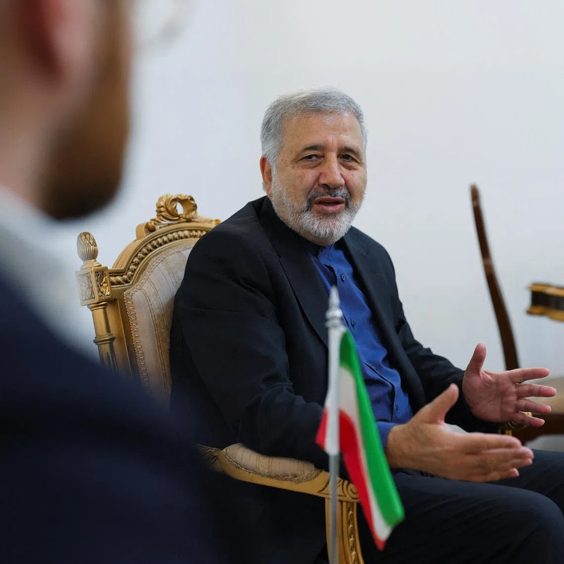 Iranian ambassador to Saudi Arabia, Alireza Enayati, speaks to Reuters during an interview in Riyadh, Saudi Arabia, March 12, 2026. REUTERS/Mohammed Benmansour