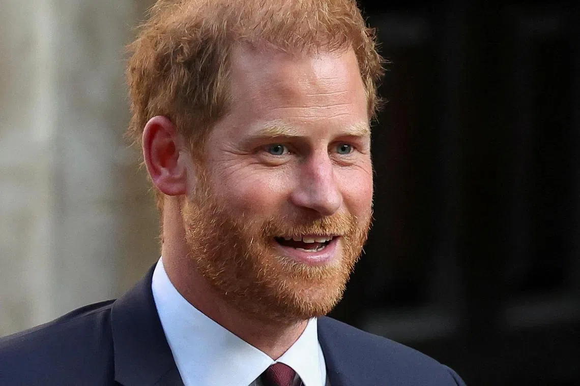 FILE PHOTO: Britain's Prince Harry leaves after attending the Invictus Games Foundation 10th Anniversary Service of Thanksgiving at St Paul’s Cathedral, in London, Britain, May 8, 2024. REUTERS/Toby Melville/File Photo