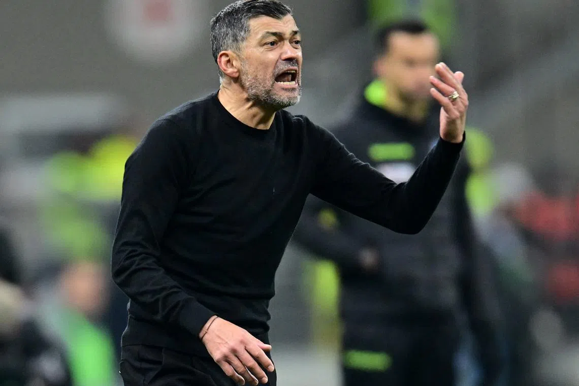 Soccer Football - Serie A - AC Milan v Cagliari - San Siro, Milan, Italy - January 11, 2025 AC Milan coach Sergio Conceicao reacts REUTERS/Daniele Mascolo