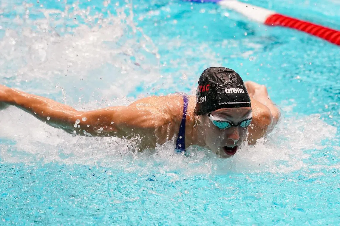 Gretchen Walsh swims in the women’s 100 metre butterfly at the US Swimming Championships.