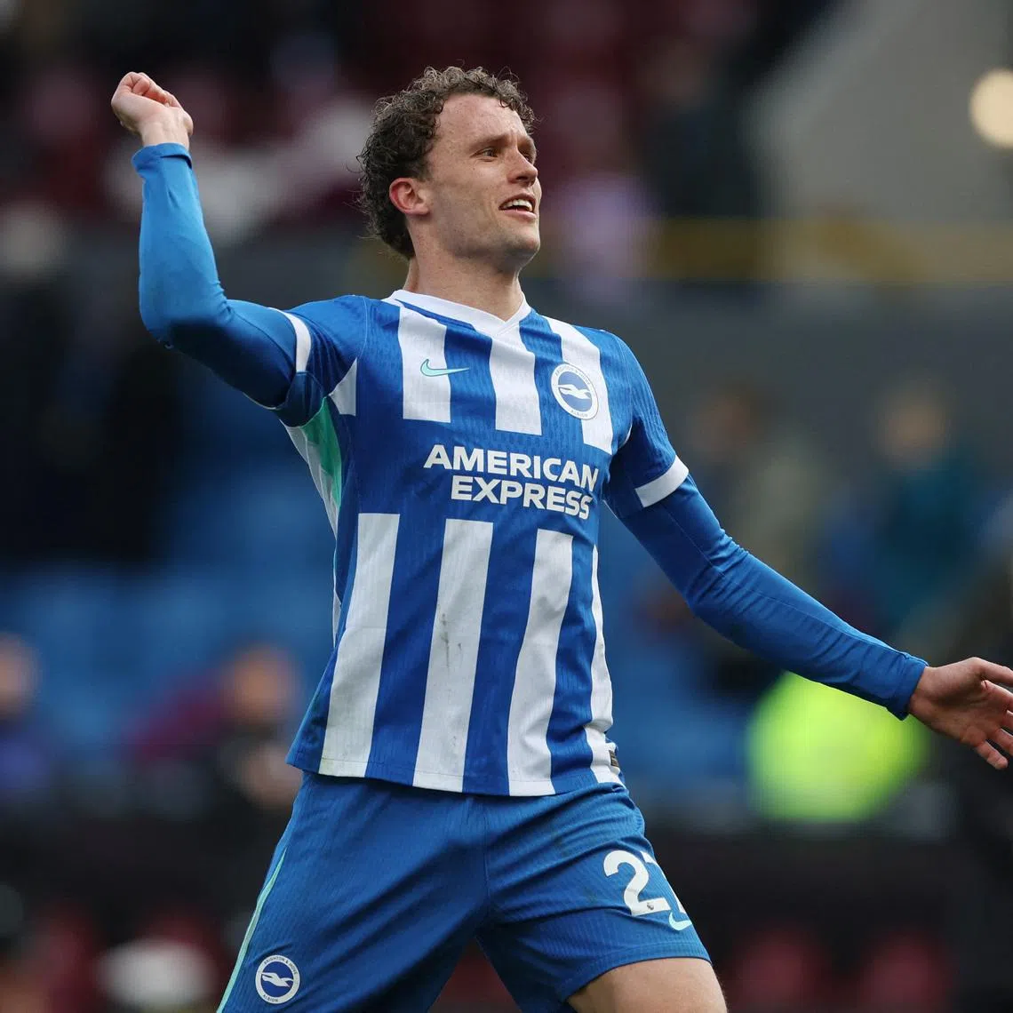 Soccer Football - Premier League - Burnley v Brighton & Hove Albion - Turf Moor, Burnley, Britain - April 11, 2026 Brighton & Hove Albion's Mats Wieffer celebrates after the match REUTERS/Scott Heppell