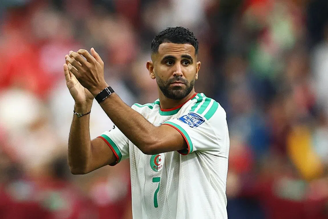 Soccer Football - FIFA World Cup 2026 - Round of 32 - Switzerland v Algeria - BC Place, Vancouver, Canada - July 2, 2026 Algeria's Riyad Mahrez applauds fans after the match following their elimination from the World Cup REUTERS/Agustin Marcarian