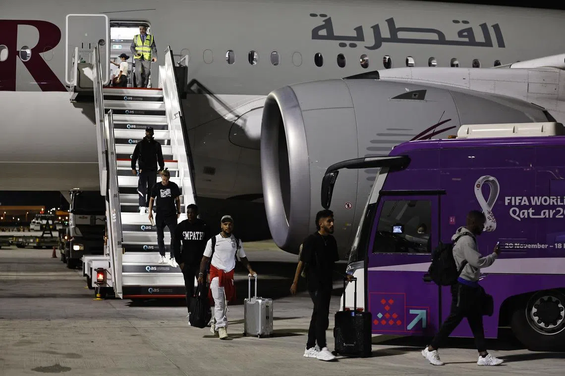 The United States team arriving in Doha on Nov 10, 2022 ahead of the Nov 20-Dec 18 World Cup.