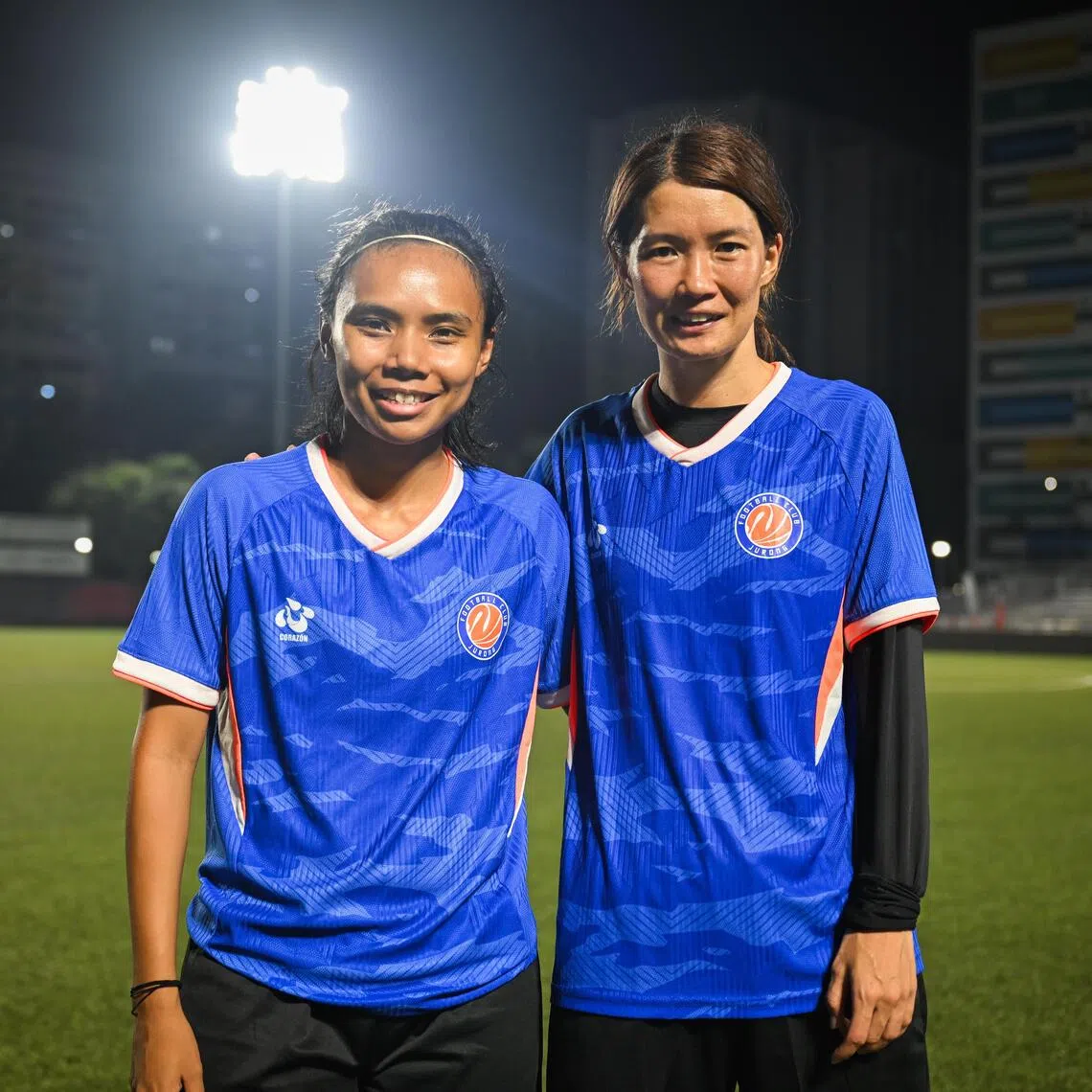 FC Jurong’s Rosnani Azman (left) and experienced Japanese veteran Kana Kitahara will be looking to make an impact for the Singaporean club.
