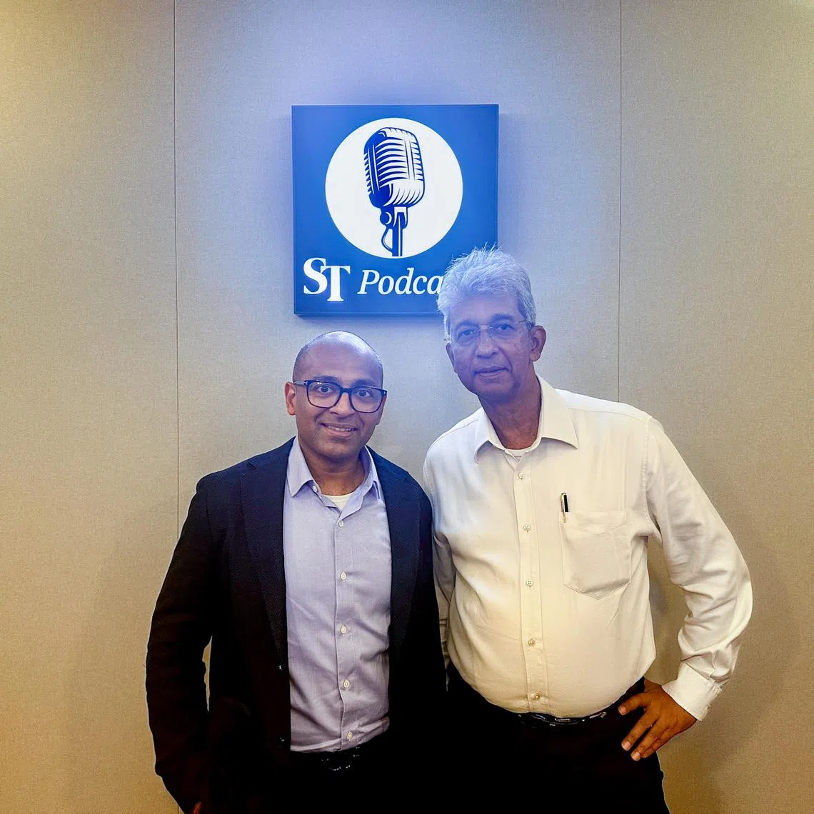 Thilan Wickramesinghe, regional head of research at Maybank Securities and host Ven Sreenivasan in the ST Podcast studio.