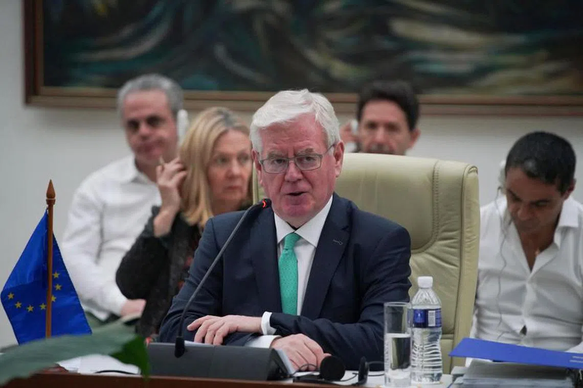 European Union's Special Representative for Human Rights, Eamon Gilmore, speaks during a meeting with Cuban authorities in Havana, Cuba, November 24, 2023. REUTERS/Alexandre Meneghini