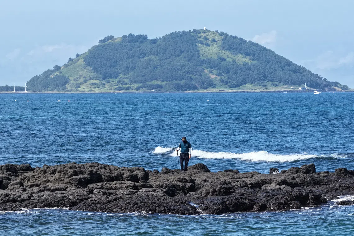 A policeman taking part in a search operation of missing person Jang Mi-ran in Jeju, South Korea, on Aug 24.