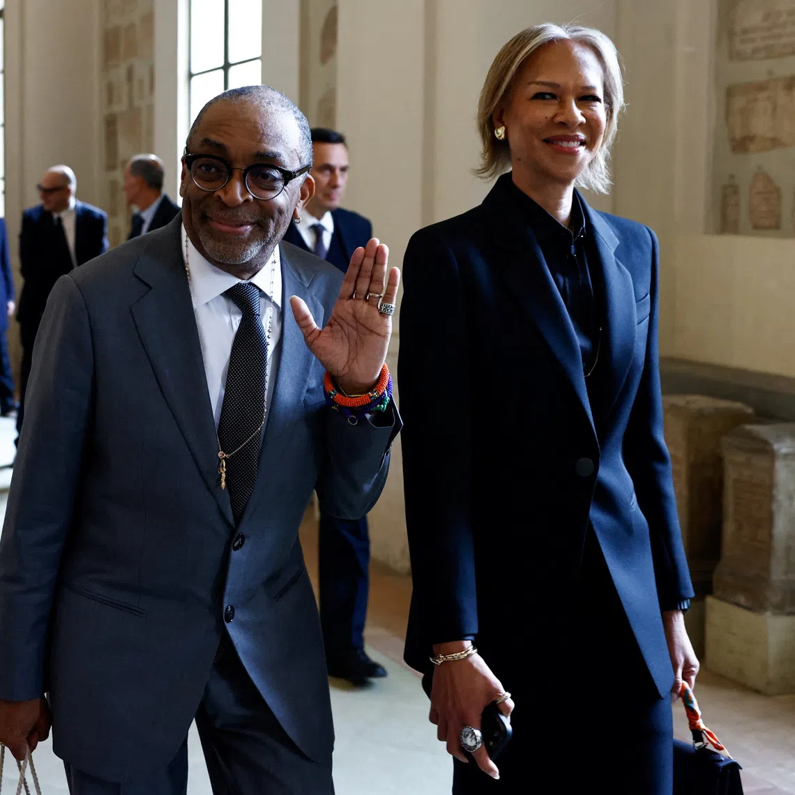 Spike Lee walks in the Galleria Lapidaria of the Apostolic Palace after meeting Pope Leo XIV during the audience with artists from the world of cinema at the Vatican, November 15, 2025. REUTERS/Matteo Minnella