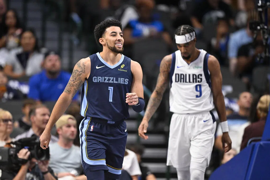FILE PHOTO: Oct 7, 2024; Dallas, Texas, USA; Memphis Grizzlies guard Scotty Pippen Jr. (1) in action during the game between the Dallas Mavericks and the Memphis Grizzlies at American Airlines Center. Mandatory Credit: Jerome Miron-Imagn Images/File Photo