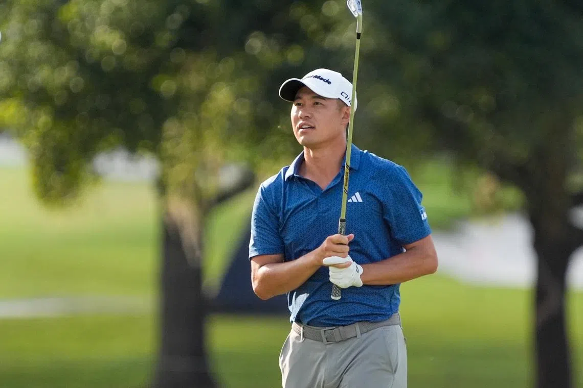 FILE PHOTO: Apr 30, 2026; Miami, Florida, USA; Collin Morikawa watches his approach shot on the 17th hole during the first round of the Cadillac Championship golf tournament. Mandatory Credit: Jeff Romance-Imagn Images/File Photo